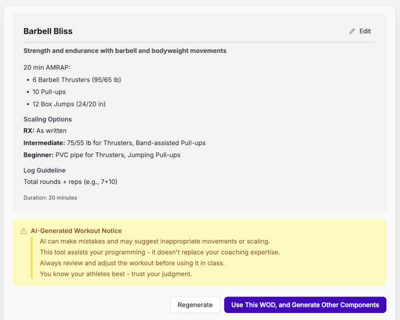 AI-powered WOD programming